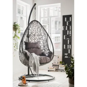 Single Seater Hanging Swing With Stand For Balcony , Garden Swing (Dark Brown)